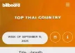 [Chart] BillboardTH • TOP 50 THAI COUNTRY • SEPTEMBER 15, 2025 [320 kbps]