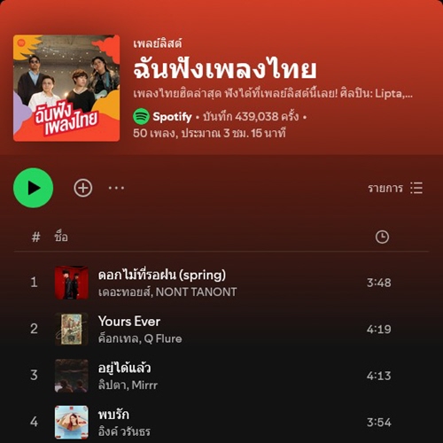 [Spotify] Top 50 ฉันฟังเพลงไทย 2024 • Update 2024-11-08 [320 kbps]