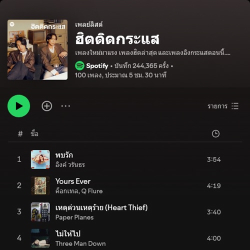 [Spotify] Top 100 ฮิตติดกระแส (ไทย-สากล) 2024 • Update 2024-11-08 [320 kbps]