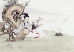 ภาพวาดภู่กันจีน สวยงามมาก ชุด สตรีจีน 3