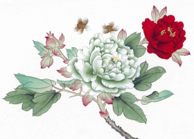 ภาพวาดภู่กันจีน สวยงามมาก ชุดนกกับดอกไม้ 4