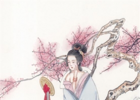 ภาพวาดภู่กันจีน สวยงามมาก ชุด สตรีจีน 2