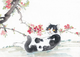 ภาพวาดภู่กันจีน สวยงามมาก ชุด แมว 2