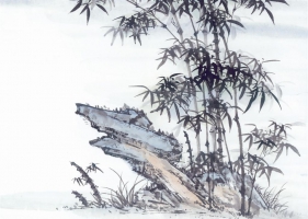 ภาพวาดภู่กันจีน สวยงามมาก ชุด ต้นไม้ และหินผา 3